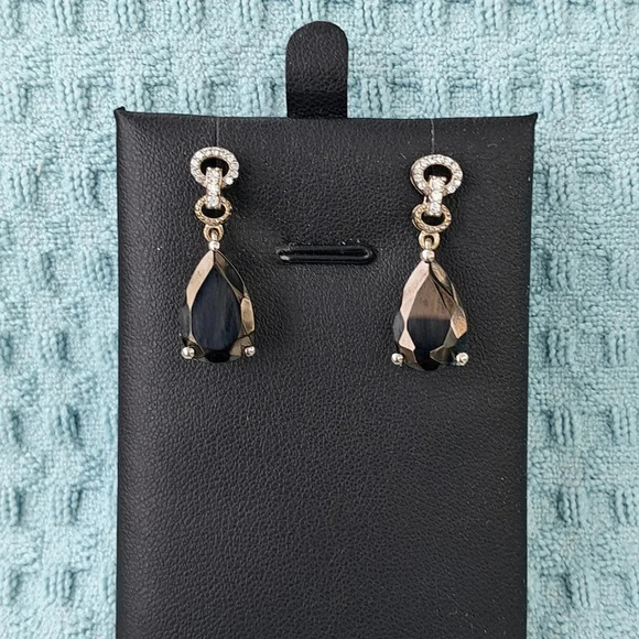 Jewelry - Elite Shungite & Natural White Zircon Dangling Earrings.